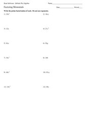 factoring monomials from polynomials worksheet