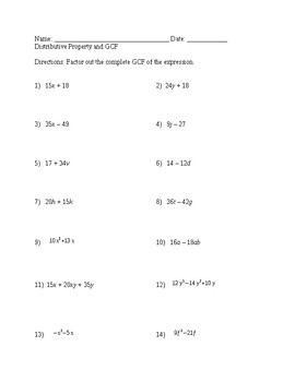 Distributive Property (Factoring out the GCF)