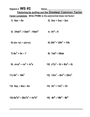 factoring out gcf worksheet