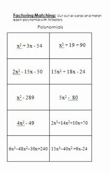 factoring polynomials worksheet algebra 2 answers