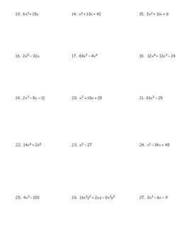 factoring polynomials worksheet algebra 2 answers