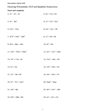 Factoring Polynomials Gcf And Quadratic Expressions - Fill Online ...