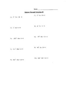Solving Through Factoring #3 Worksheet for 7th - 10th Grade ...