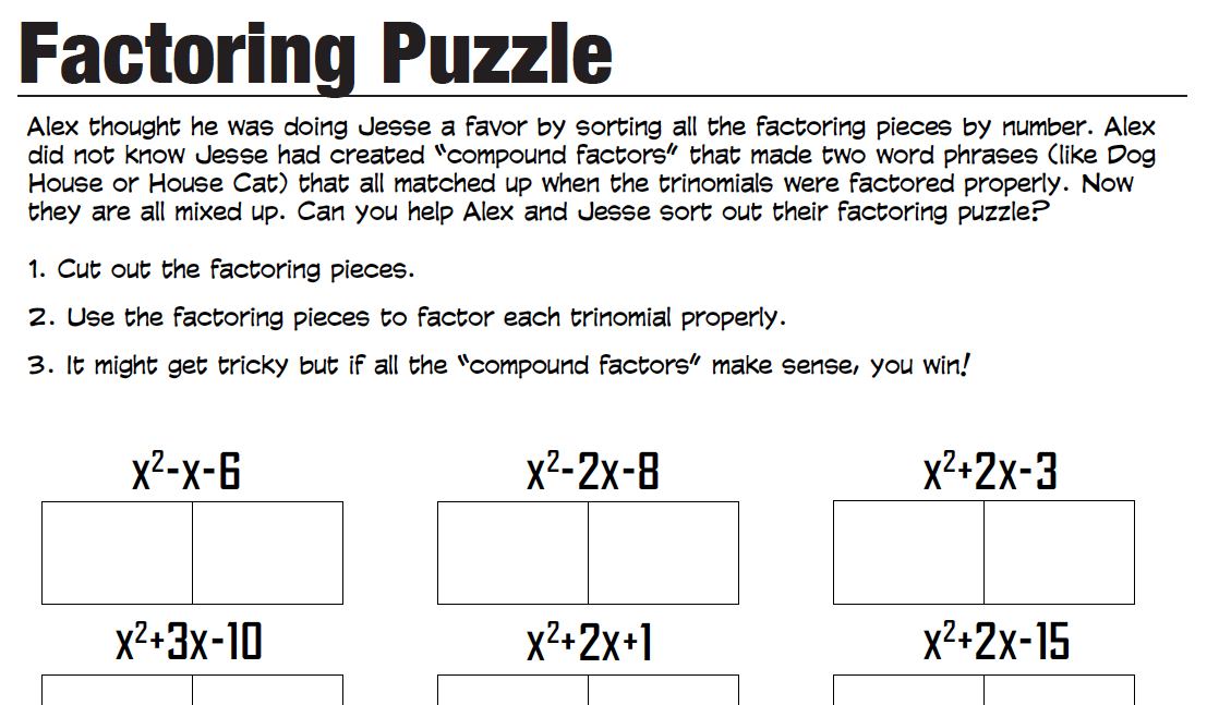 factoring quadratics worksheet pdf