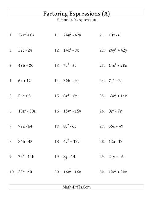 factoring quadratics worksheet