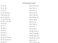 factoring review worksheet answers