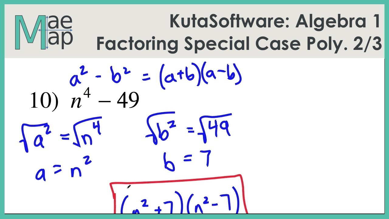 KutaSoftware: Algebra 1- Factoring Special Case Polynomials Part 1 ...