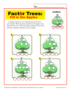 Fill in the Apples | Math Factor Tree Worksheets for 4th Grade