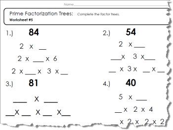 Factor Tree Worksheets