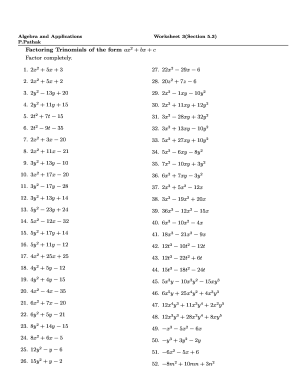 Factoring Ax 2 Bx C Worksheet - Fill Online, Printable, Fillable ...