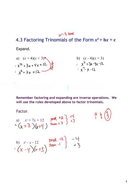 factoring trinomials ax2 bx c worksheet answers