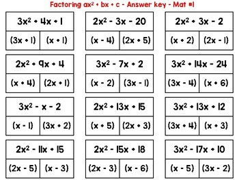 factoring trinomials of the form ax2 bx c worksheet