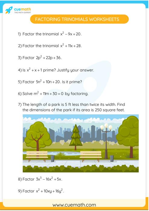 factoring trinomials when a is not 1 worksheet