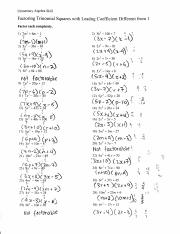 factoring trinomials worksheet.pdf - Elementary Algebra Skill ...