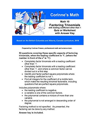 Math 10: Factoring Trinomials with a Leading Coefficient Other ...