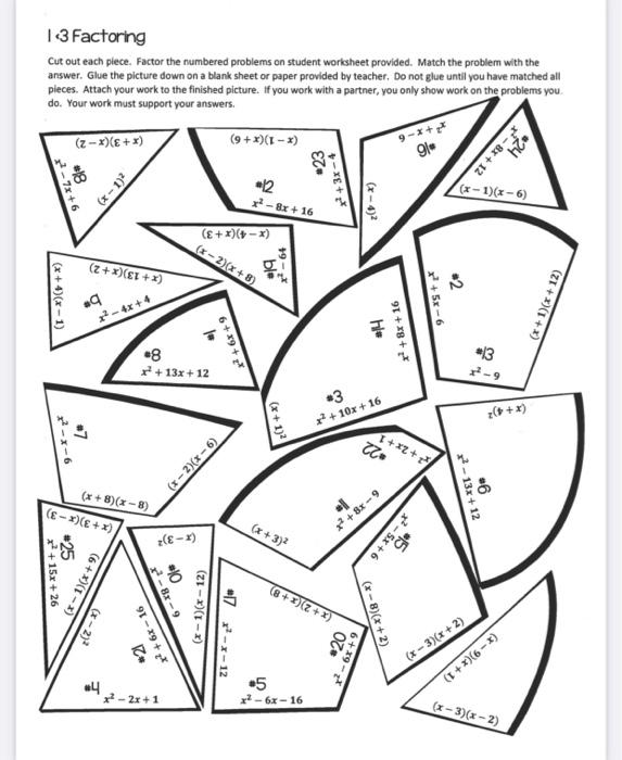 Solved please help with this I Heart Factoring worksheet. | Chegg.com