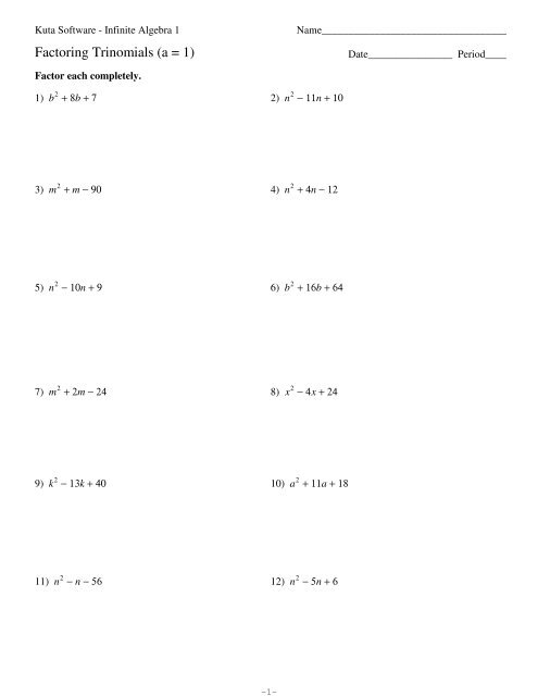 factoring worksheet kuta
