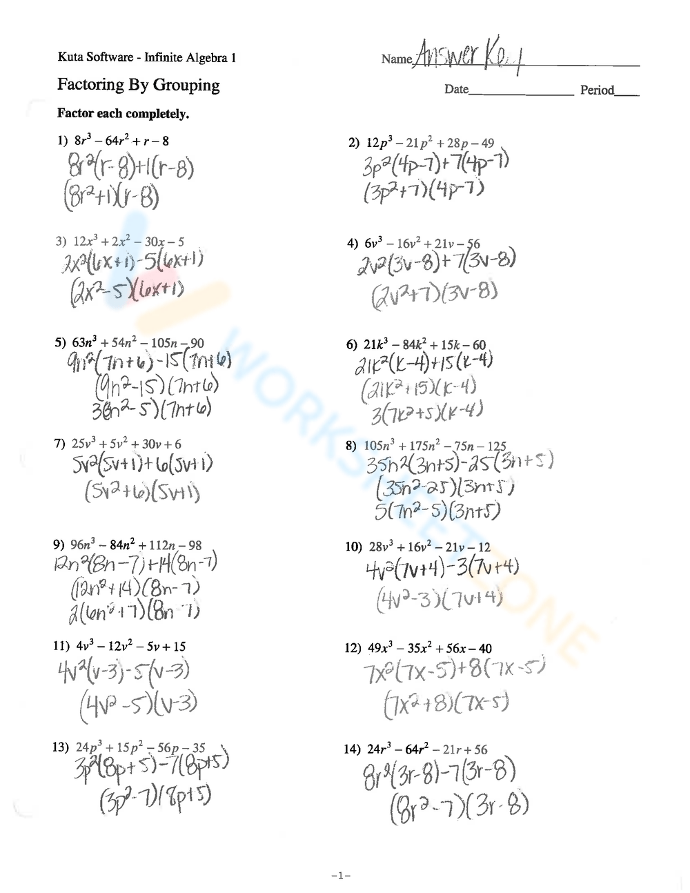 Worksheet Factoring By Grouping Worksheet Worksheets Library