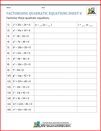 Factoring Quadratic Equations