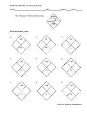 Diamond Factoring Worksheet.pdf - Practice for Skill #8 ...