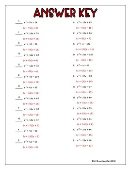 factoring worksheet with answers