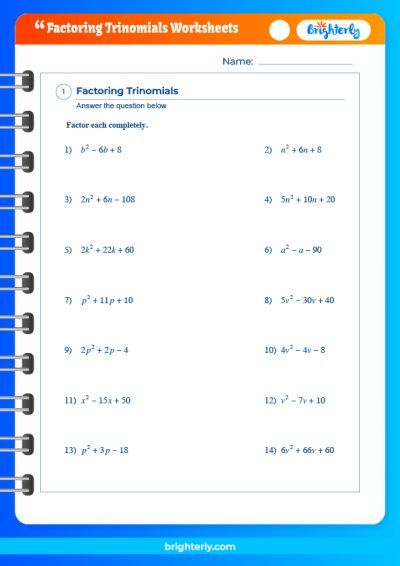 Free Printable Factoring Trinomials Worksheets [PDFs]