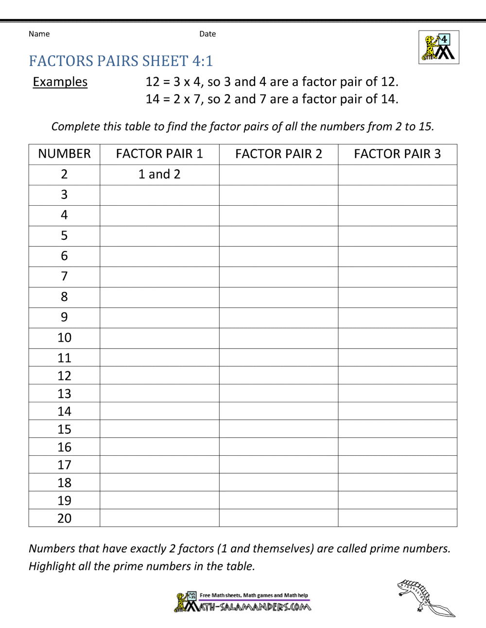 factors and divisibility worksheet