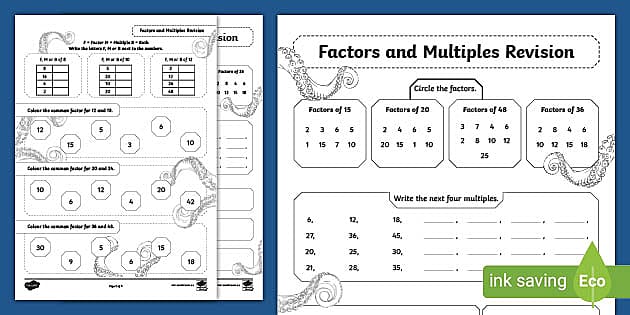 factors and multiples worksheet