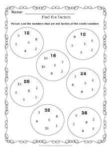Find the Factors Worksheet for 4th Grade | Lesson Planet
