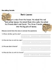 English worksheets: Recalling Details
