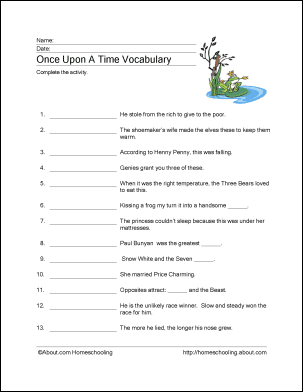 Fairy Tales Wordsearch, Crossword Puzzle, and More
