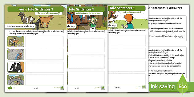 Fairy Tale Sentences (1) Differentiated Worksheet / Worksheet Pack