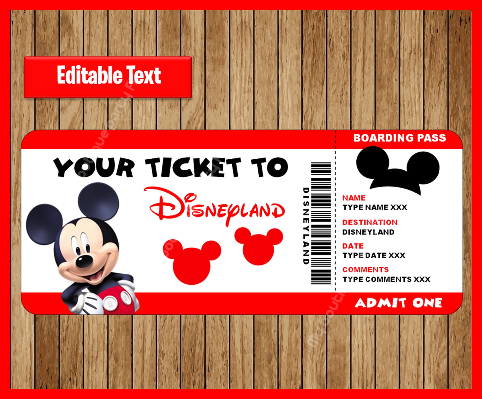 Printable Ticket to Disney World Template | Surprise Trip to ... - Worksheets Library for Free Printable Lion King Ticket Template
