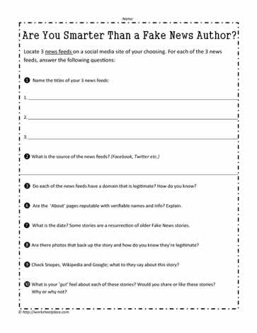 Are You Smarter Than Fake News? Worksheets