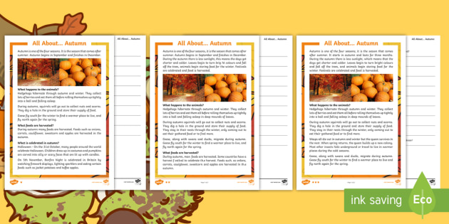Autumn Comprehension Worksheets | Twinkl Learning Resources