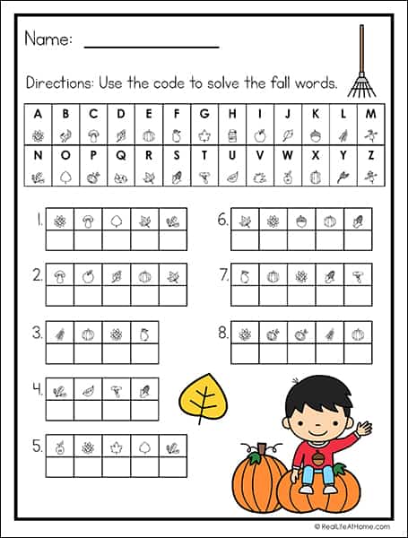 Fun Fall Word List Activities Printable Worksheets (1st - 3rd Grade)