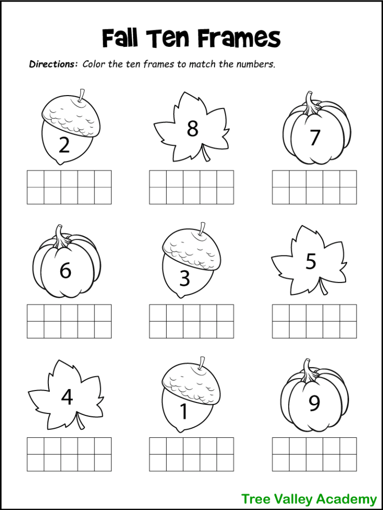 fall themed worksheet for preschool