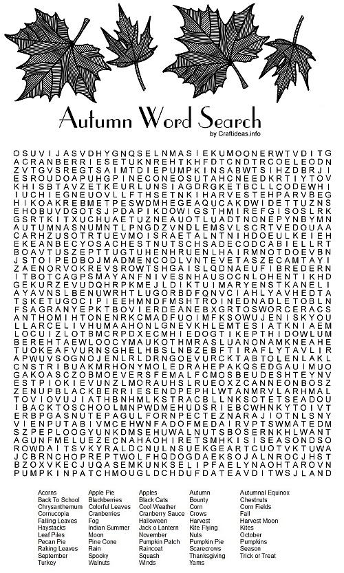 Autumn Word Search Printable | AllFreePaperCrafts.com