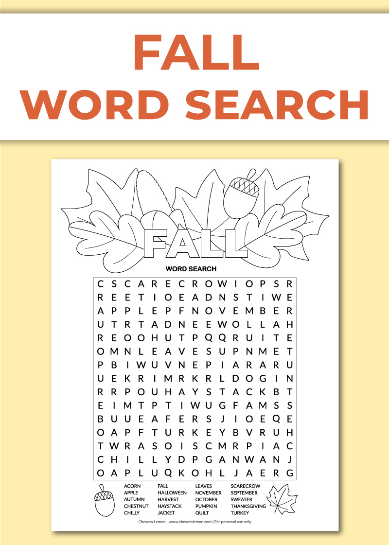 Free fall word search worksheet, Download Free fall word search