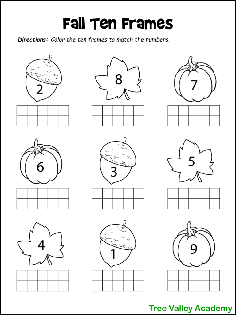 Fall Math Worksheets for Kindergarten, Preschool &  1st Grade