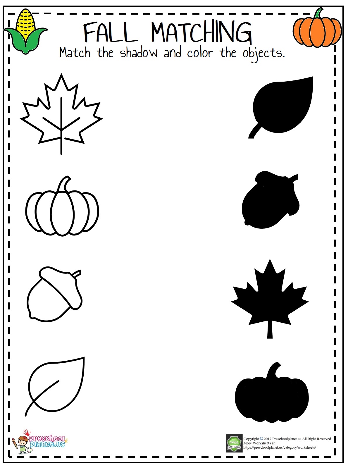 Autumn Fall Printable Activities And Worksheets For Preschool 