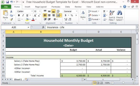 family budget worksheet excel
