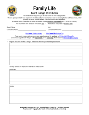 family life merit badge worksheet answers