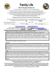 family life merit badge worksheet answers