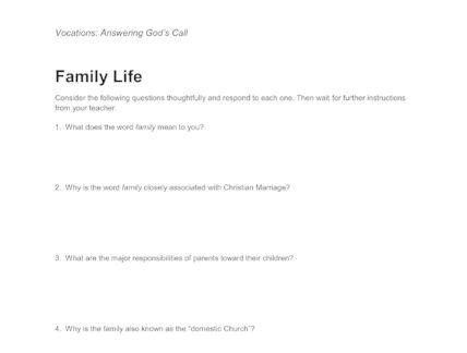 family life worksheet