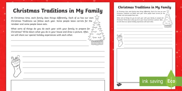 family traditions worksheet