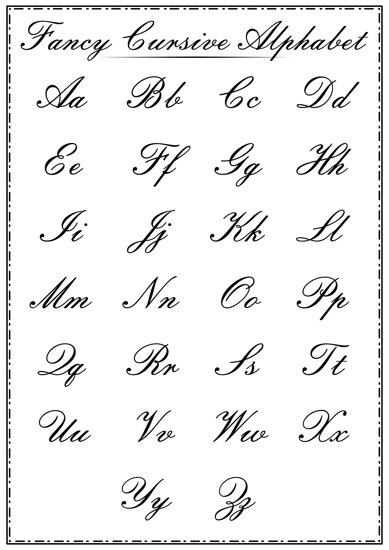 fancy handwriting worksheet