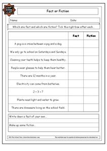 Reading Fact or Fantasy Lesson Plans &  Worksheets