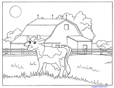 Farm and Baby Animals Coloring Pages. Cows, Horses, Ducks. KinderArt