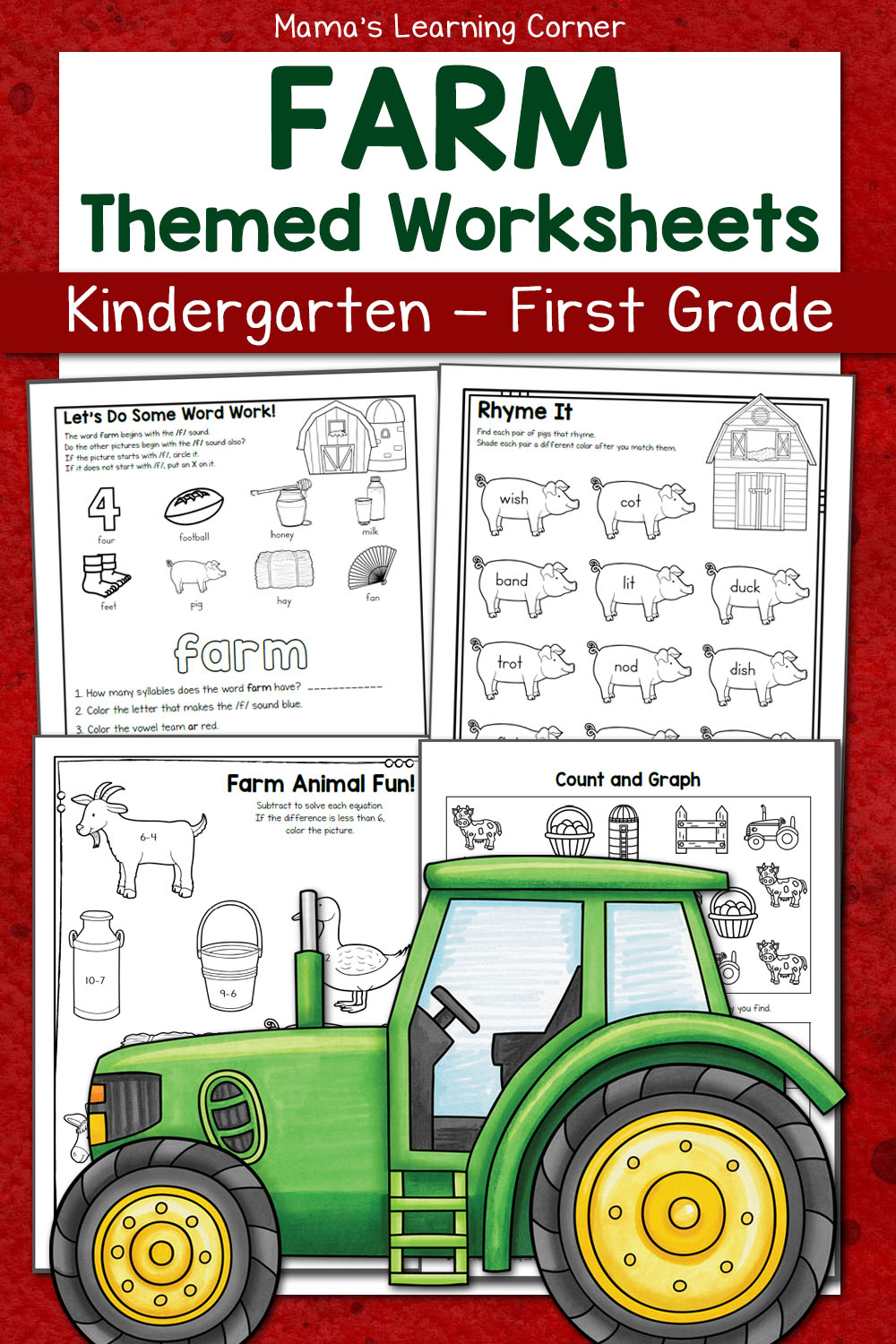 Farm Worksheets for Kindergarten and First Grade - Mamas Learning ...